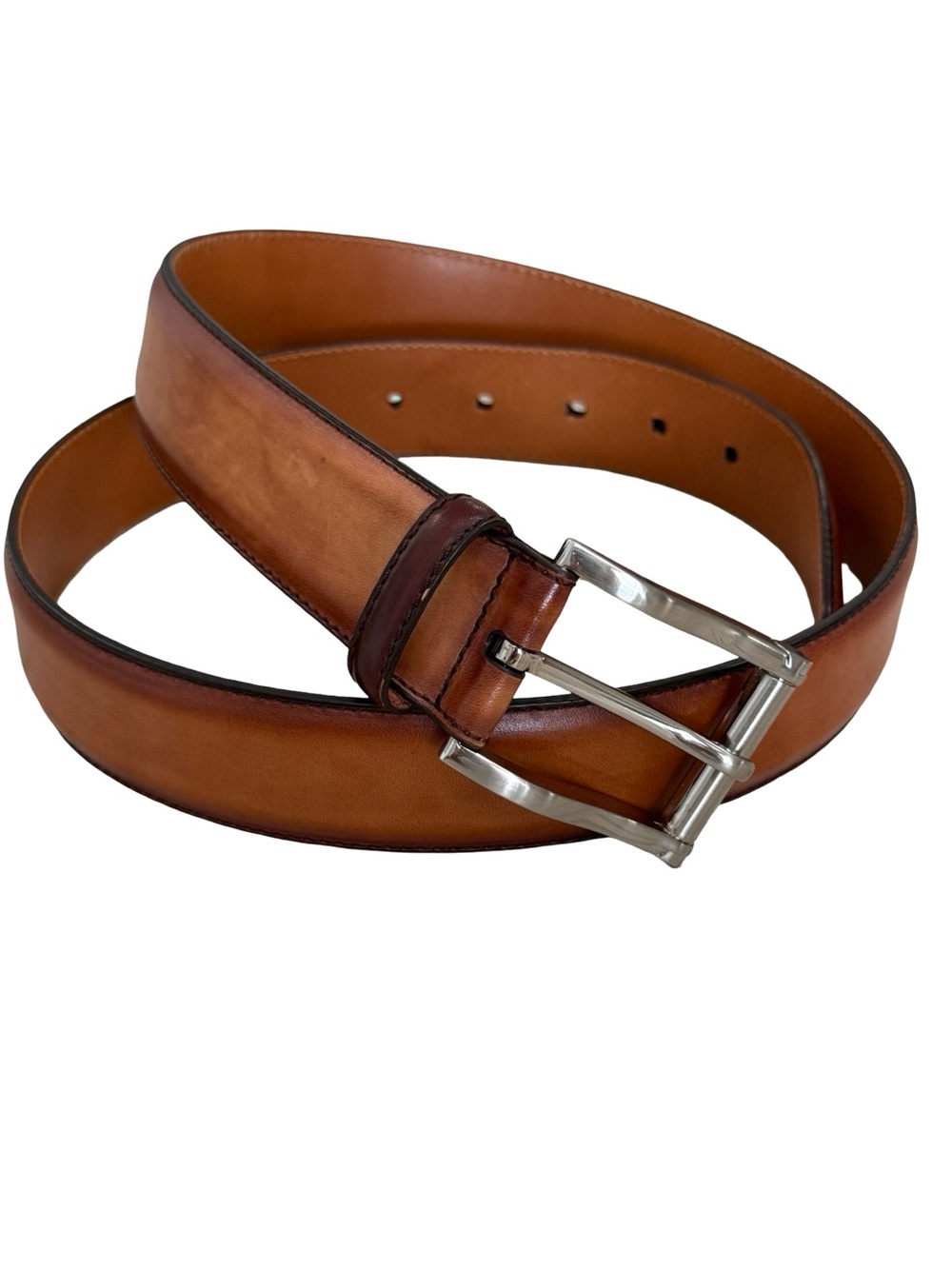 Magnanni Carbon 1121 Men’s Cognac Brown Leather Belt Size 36 Made in Spain